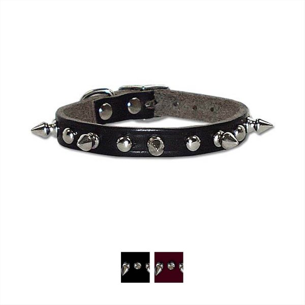 OmniPet Spiked & Studded Latigo Leather Dog Collar, Black, 12-in slide 1 of 3