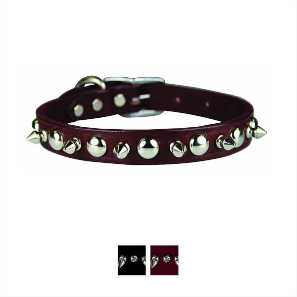 OmniPet Spiked & Studded Latigo Leather Dog Collar, Burgundy, 20-in slide 1 of 3