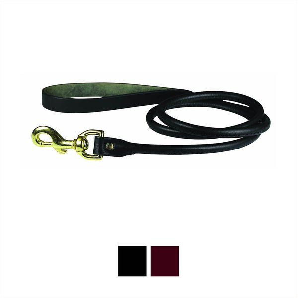 OmniPet Round Latigo Leather Dog Leash, Black, 4-ft  slide 1 of 2