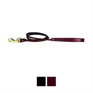 OmniPet Round Latigo Leather Dog Leash, Burgundy, 4-ft 