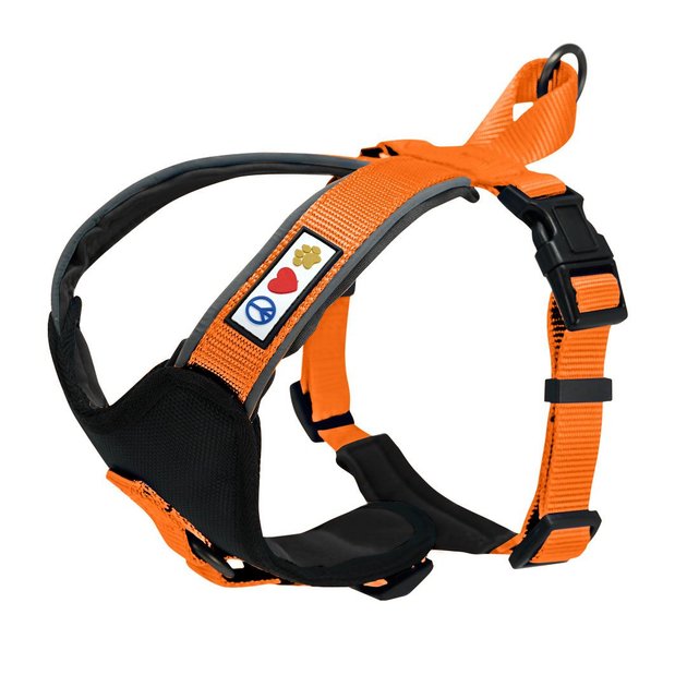 PAWTITAS Nylon Reflective Back Clip Dog Harness, Orange, Large/X-Large ...