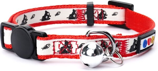 Pawtitas Glow in the Dark Nylon Breakaway Cat Collar with Bell, Red, 7 to 11-in neck, 3/8-in wide slide 1 of 8