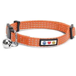Pawtitas Nylon Reflective Breakaway Cat Collar with Bell, Orange, 7 to 11-in neck, 3/8-in wide