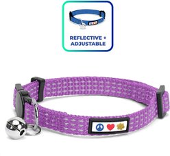 Pawtitas Nylon Reflective Breakaway Cat Collar with Bell, Purple Orchid, 7 to 11-in neck, 3/8-in wide slide 1 of 8