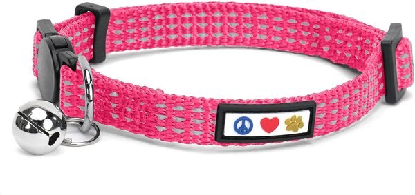 Pawtitas Nylon Reflective Breakaway Cat Collar with Bell, Pink, 7 to 11-in neck, 3/8-in wide slide 1 of 8