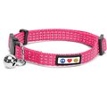 Pawtitas Nylon Reflective Breakaway Cat Collar with Bell, Pink, 7 to 11-in neck, 3/8-in wide
