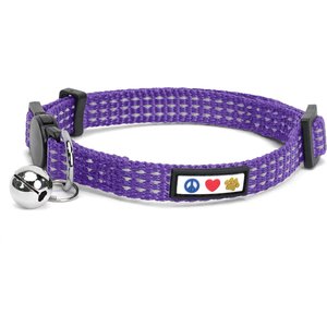 Pawtitas Nylon Reflective Breakaway Cat Collar with Bell, Purple, 7 to 11-in neck, 3/8-in wide