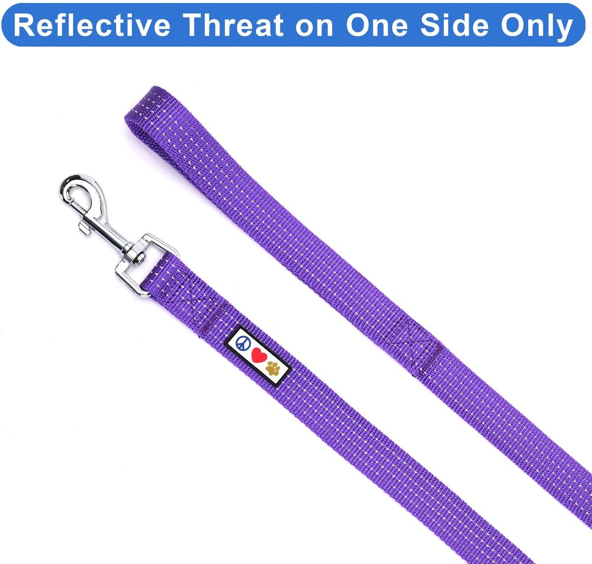 PAWTITAS Nylon Reflective Dog Leash, Purple, XSmall/Small 6ft long, 5/8in wide