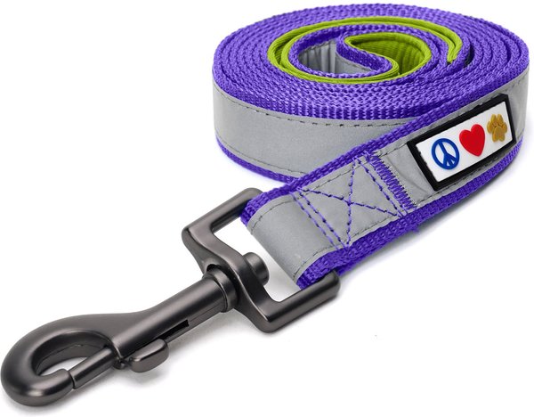Pawtitas Nylon Reflective Padded Dog Leash, Purple, X-Small/Small: 6-ft long, 5/8-in wide slide 1 of 7