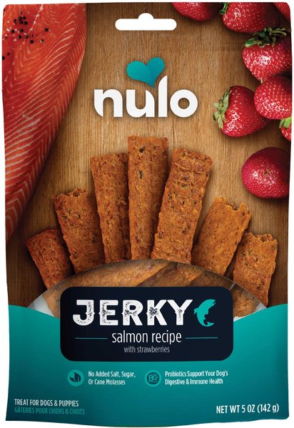 Nulo Freestyle Grain-Free Salmon Recipe with Strawberries Jerky Dog Treats, 5-oz bag slide 1 of 8