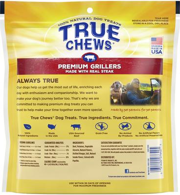 Show full view: True Chews Premium Grillers with Real Steak Grain-Free Dog Treats, 20-oz bag slide 4 of 5
