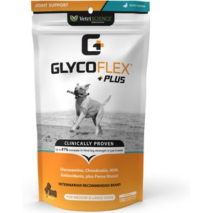 VetriScience GlycoFlex Plus Duck Flavored Soft Chews Joint Supplement for Dogs, 120 count