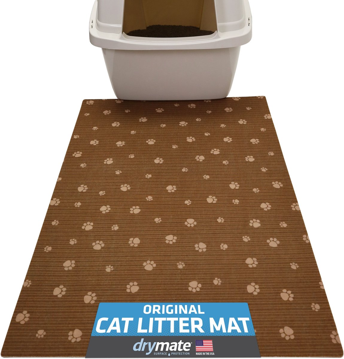 DRYMATE Protective & Decorative Cat Litter Mat, Brown Stripe, Large, 20