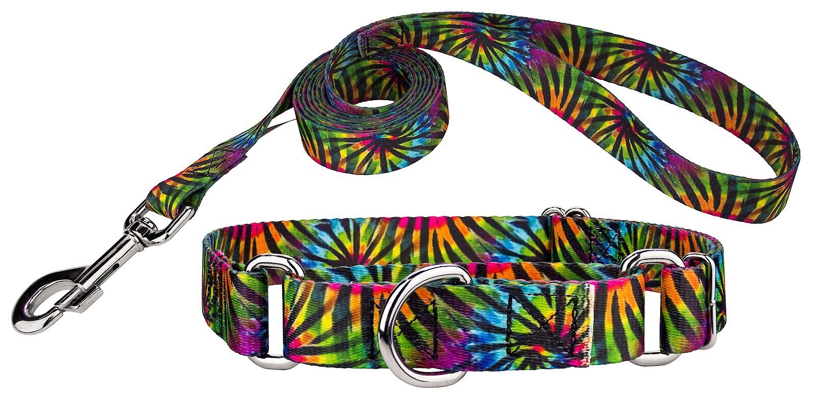 COUNTRY BROOK DESIGN Martingale Dog Collar & Leash, TieDye Stripes