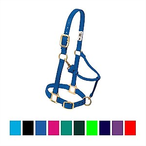 Weaver Leather Original Adjustable Nylon Horse Halter, Blue, Large