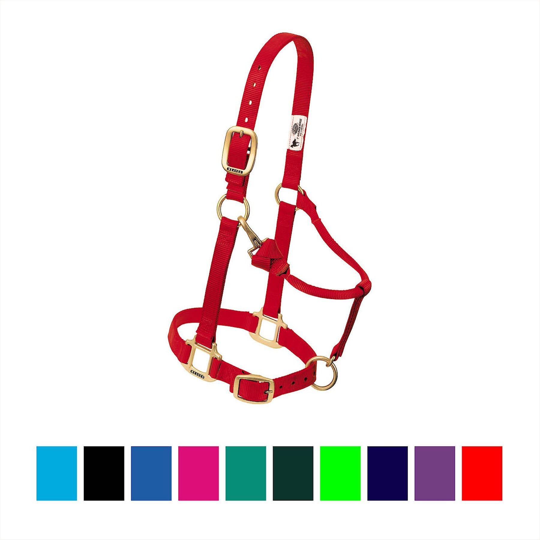 Weaver Equine Original Adjustable Nylon Horse Halter, Red, Weanling