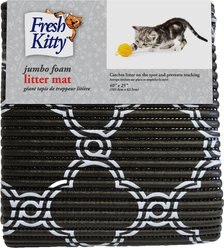 Fresh Kitty Jumbo Foam Quatrefoil Cat Litter Mat, Black & White
