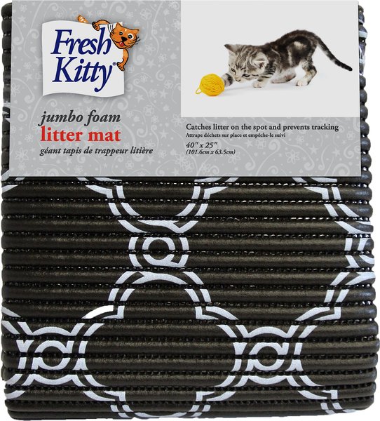 Fresh Kitty Jumbo Foam Quatrefoil Cat Litter Mat, Black & White slide 1 of 4