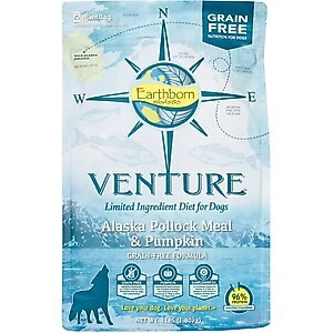Earthborn Holistic Venture Limited Ingredient Alaska Pollock Meal & Pumpkin Grain-Free Dry Dog Food, 4-lb bag