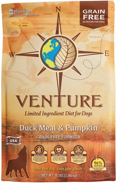 Earthborn Holistic Venture Limited Ingredient Grain-Free Duck Meal & Pumpkin Dry Dog Food, 4-lb bag slide 1 of 8