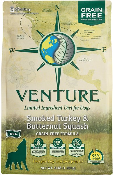 Earthborn Holistic Venture Limited Ingredient Grain-Free Smoked Turkey & Butternut Squash Dry Dog Food, 4-lb bag slide 1 of 9