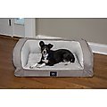 Serta Quilted Orthopedic Bolster Dog Bed with Removable Cover, Gray, Large
