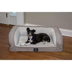 Serta Quilted Orthopedic Bolster Dog Bed with Removable Cover, Gray, Large