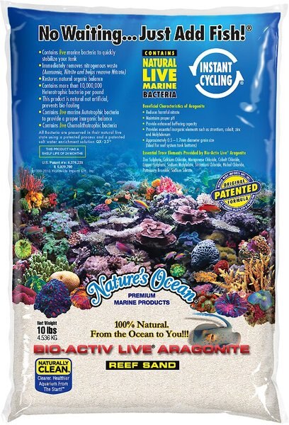 Nature's Ocean Bio-Activ Live Aragonite Saltwater Aquarium Sand, Natural White #1, 10-lb bag slide 1 of 4
