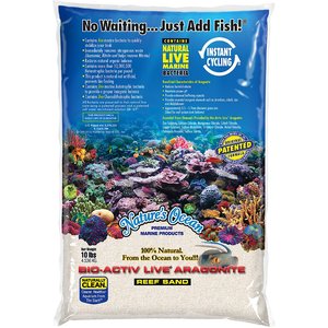 Nature's Ocean Bio-Activ Live Aragonite Saltwater Aquarium Sand, Natural White #1, 10-lb bag