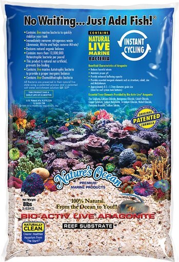 Nature's Ocean Bio-Activ Live Aragonite Saltwater Aquarium Sand, Reef Substrate, 8-lb bag