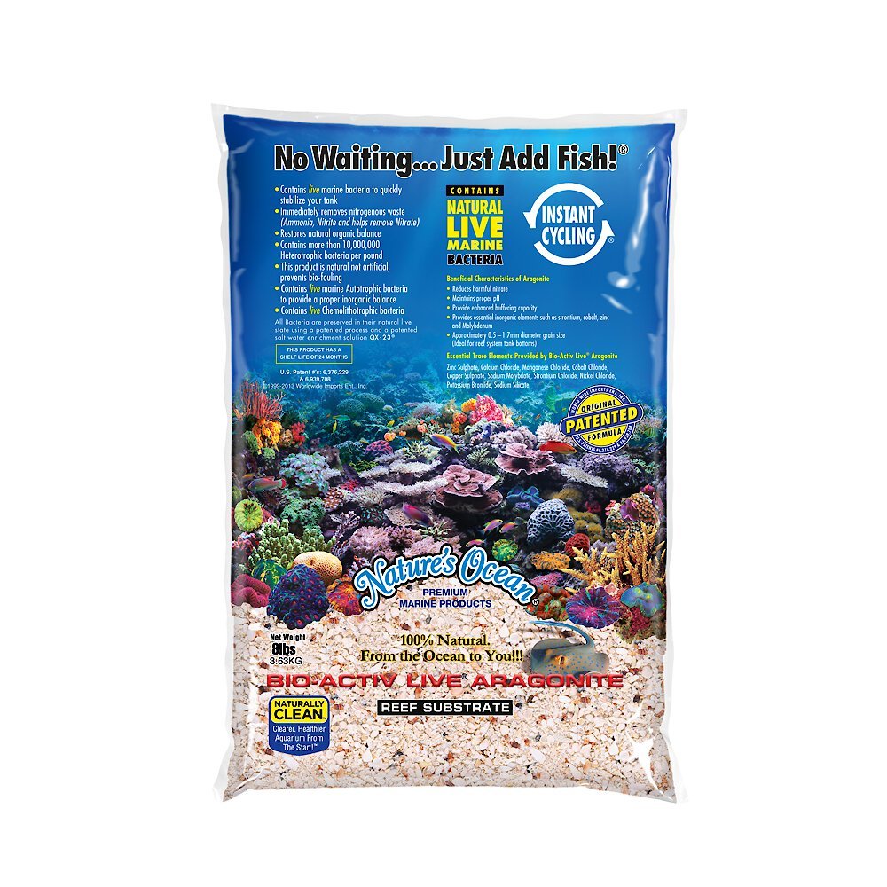 NATURE'S OCEAN BioActiv Live Aragonite Saltwater Aquarium Sand, Reef