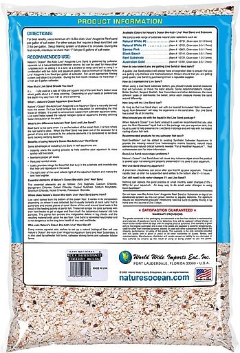 Nature's Ocean Bio-Activ Live Aragonite Saltwater Aquarium Sand, Reef Substrate, 8-lb bag