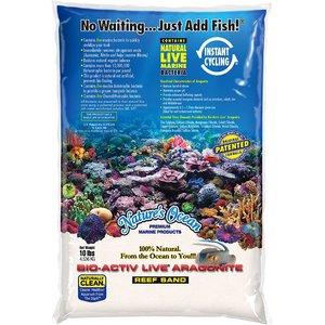Nature's Ocean Bio-Activ Live Aragonite Saltwater Aquarium Sand, Natural White #0, 10-lb bag