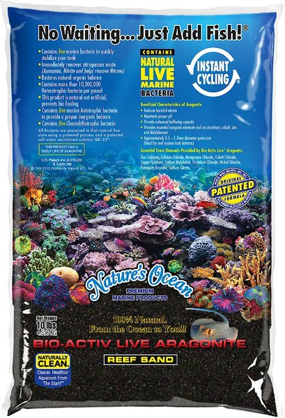 Nature's Ocean Bio-Activ Live Aragonite Saltwater Aquarium Sand, Black, 10-lb bag slide 1 of 4