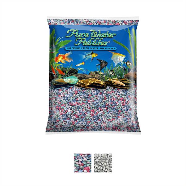 Pure Water Pebbles Frosted Aquarium Gravel, Rainbow, 5-lb bag slide 1 of 3