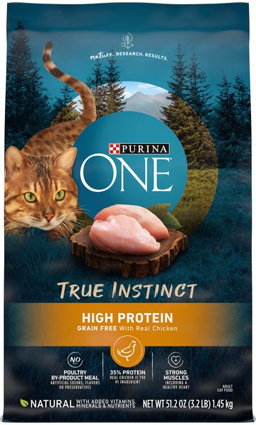 Purina ONE True Instinct Natural Real Chicken Plus Vitamins & Minerals High Protein Grain-Free Dry Cat Food, 3.2-lb bag slide 1 of 11