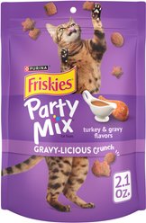 Friskies Party Mix Gravy-licious Turkey & Gravy Flavors Crunchy Cat Treats, 2.1-oz bag