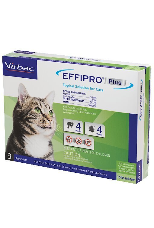VIRBAC EFFIPRO Flea & Tick Spot Treatment for Cats, over 1.5 lbs