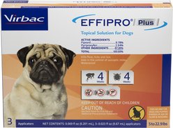 Virbac EFFIPRO Flea & Tick Spot Treatment for Dogs, 5-22.9 lbs, 3 Doses (3-mos. supply)