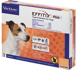 Virbac EFFITIX Flea & Tick Spot Treatment for Dogs, 11-22.9 lbs, 3 Doses (3-mos. supply)