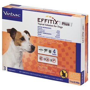 Virbac EFFITIX Flea & Tick Spot Treatment for Dogs, 11-22.9 lbs, 3 Doses (3-mos. supply)