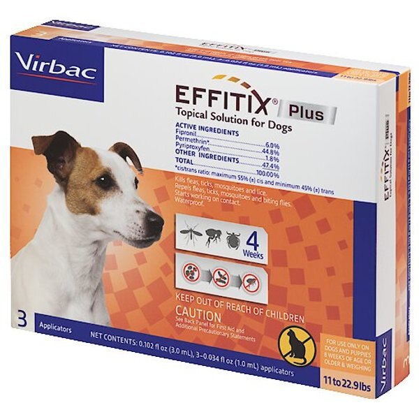 VIRBAC EFFITIX Flea & Tick Spot Treatment for Dogs, 1122.9 lbs, 3