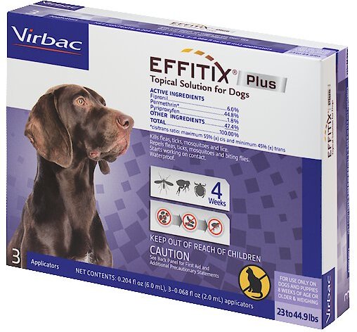 Virbac EFFITIX Flea & Tick Spot Treatment for Dogs, 23-44.9 lbs, 3 Doses (3-mos. supply) slide 1 of 5