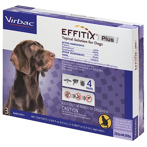 VIRBAC EFFITIX Flea & Tick Spot Treatment for Dogs, 2344.9 lbs, 3