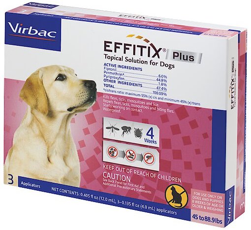 Virbac EFFITIX Flea & Tick Spot Treatment for Dogs, 45-88.9 lbs, 3 Doses (3-mos. supply) slide 1 of 5