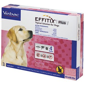 Virbac EFFITIX Flea & Tick Spot Treatment for Dogs, 45-88.9 lbs, 3 Doses (3-mos. supply)