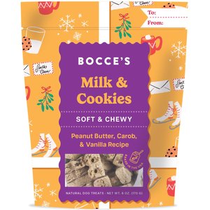 Bocce's Bakery Milk n Cookies Peanut Butter & Vanilla Limited Ingredient Soft & Chewy Dog Treats, 6-oz bag