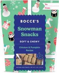 Bocce's Bakery Snowman Snacks Chicken & Pumpkin Limited Ingredient Soft & Chewy Dog Treats, 6-oz bag
