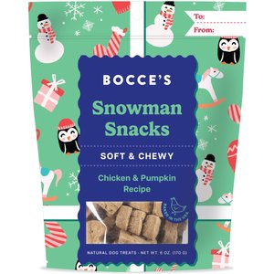 Bocce's Bakery Snowman Snacks Chicken & Pumpkin Limited Ingredient Soft & Chewy Dog Treats, 6-oz bag