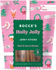 Bocce's Bakery Holly Jolly Beef & Carrot Limited Ingredient Jerky Dog Treats, 4-oz bag